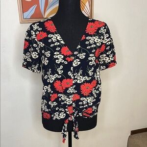 Madewell Novel Tie-Front Top in Hillside Daisies Print Size XS